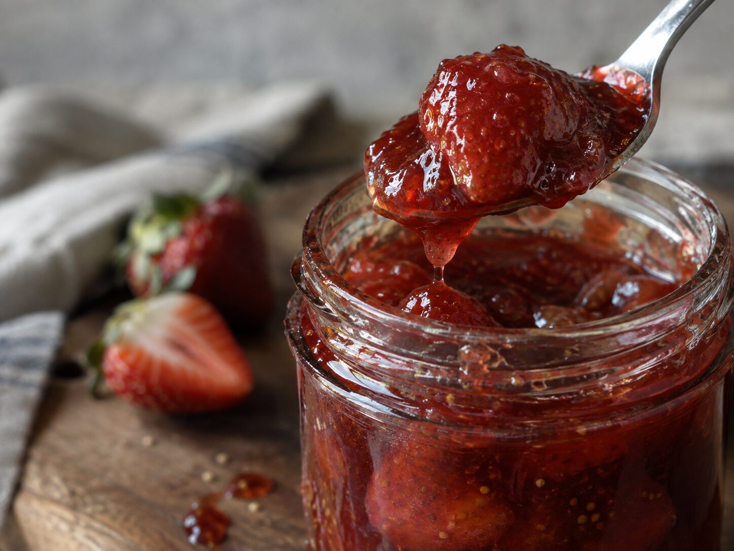 Fruit jams with pieces