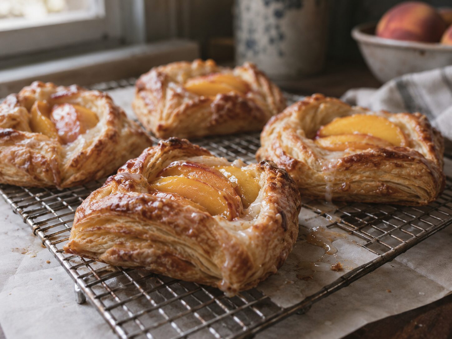 Peach danish pastries